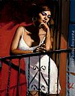 Saba at Las Brujas II Paintings - Saba at the Balcony XIV at Red Wall by Fabian Perez